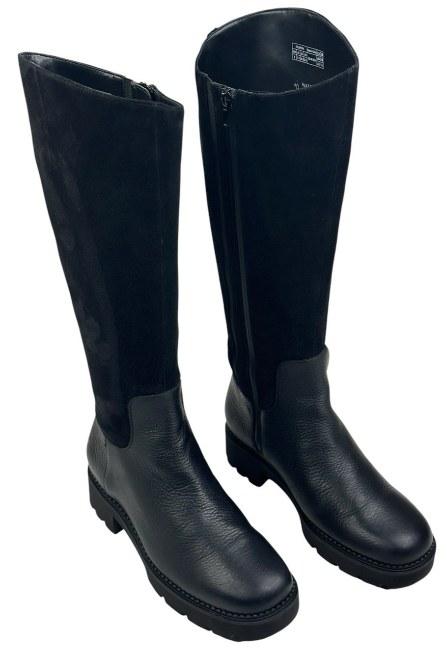Vionic Fallbrook Water Resistant Black Leather Knee High Boots Womens 8 New $250